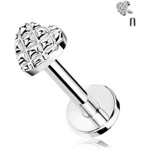 Gekleurde Chirurgisch Stalen Labret met Hart Top en Steenjes