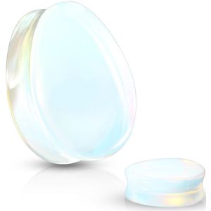 Tear Drop Plug van Opalite steen - 14 mm
