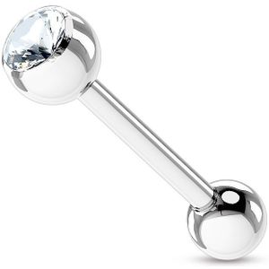 Barbells met gekleurd steentje - 1.2 mm - 10 mm - 3 mm - Helder