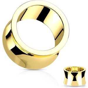 Hand Gepolijste Double Flared Stalen Tunnel - Goud - 22 mm