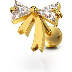 Piercing Oor Stud met Strik met steentjes - Goud