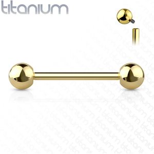 Intern geschroefd gekleurde massief titanium barbell piercing - 12 mm - Goud
