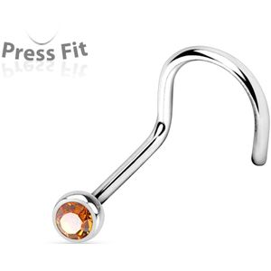 Basic neus screw met gekleurd steentje - 1 mm - 2 mm - donkergeel