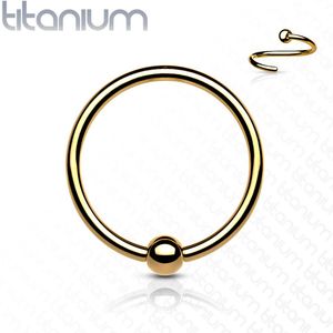 Titanium PVD plated Ball Closure Ring met vast balletje - 0.8 mm - 8 mm - Gold