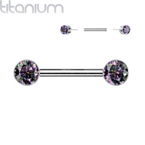 Threadless Titanium Tepelpiercing met Gekleurde Steentjes - 14 mm - 6 mm - Vitrail Medium