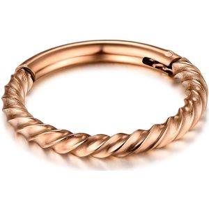 Gekleurde piercing ring met vast segment en gedraaid staafje - 1.6 - 8 mm - Rosé goud