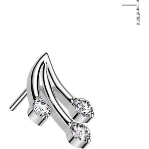 Threadless Titanium Top met Drie Vallende Sterren met Steentje - Zilver