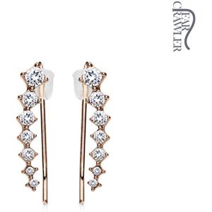Paar rosé gouden ear crawlers met zeven heldere kristallen