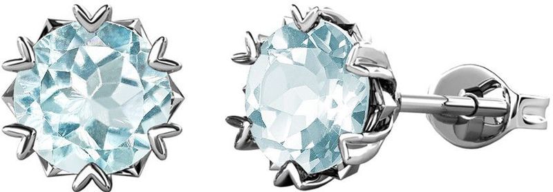 Sterling Zilver Oor Studs met Licht Blauwe Topaz Steen