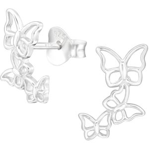 Sterling Zilver Ear Studs met Vlinder trio