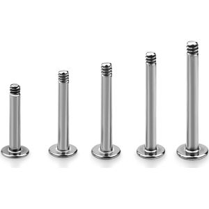 Losse labret staafjes van chirurgisch staal - 1.2 mm - 6 mm