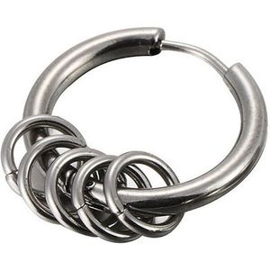 Piercing ring met vijf kleine 6 mm ringetjes als hangers – Zilver