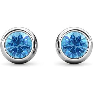 Sterling Zilver Oorknopjes met Ronde Geboortestenen - Zilver - December