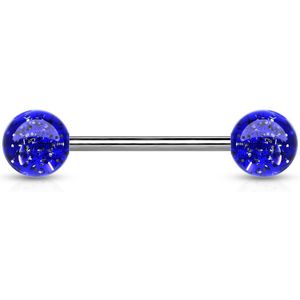 Barbells met glitter ballen - blauw