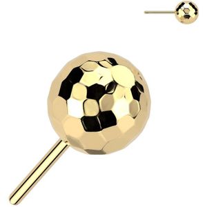 Threadless Titanium Top met Facet Geslepen Balletje - Goud - 6 mm