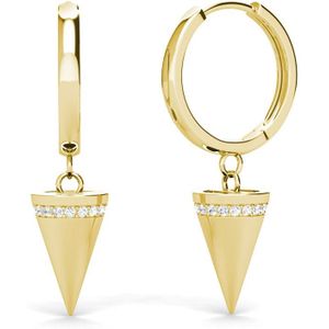 Sterling Zilver Oor Huggies met Spike Hanger en Kristallen Randje - Goud