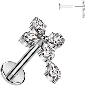 Threadless Labret Stud met Keltisch Kruis Topje - Zilver - 1.0 mm