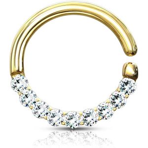 Gekleurde buigbare piercing ring met gekleurde kristallen - Goud
