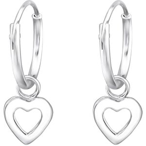 Sterling Zilver Ear Hoops met open Hart hangertje