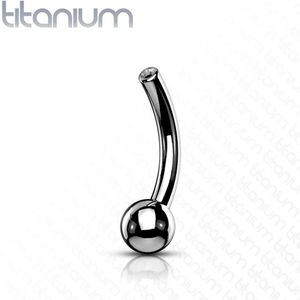 Massief Titanium Threadless Curved Barbell Bar met Een Vaste Bal - 1.6 mm - 10 mm - 4 mm