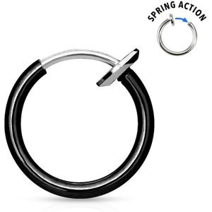 Multifunctionele titanium plated springveer clip-on piercing - zwart