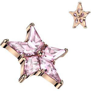 Interne Top van Titanium met Kristallen Ster - Rose Goud - Roze