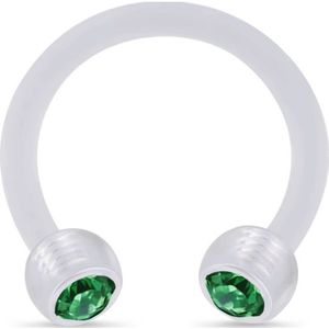 Flexibele bioflex circular barbell met gekleurde kristallen - 1.2 mm - 8 mm – 3 mm – Emerald