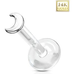 Bioflex labret met 14kt. gouden maan als top – Wit Goud