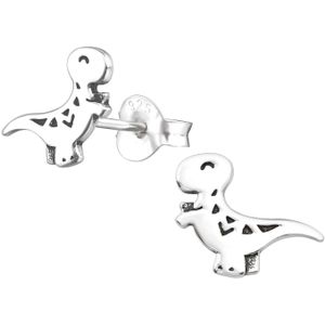 Zilveren oor studs voor kinderen met dinosauris