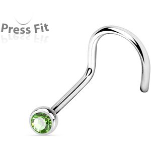 Basic neus screw met gekleurd steentje - 1 mm - 2.5 mm - groen