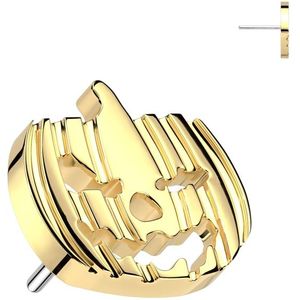 Threadless Titanium Top met Pompoen en Uitgesneden Gezicht - Goud
