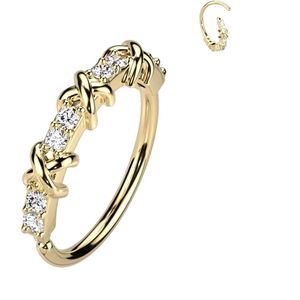 Brass Multifunctionele Gevlochten Ring met Heldere Steentjes - Goud