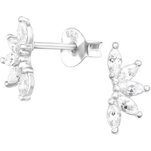 Sterling Zilveren Oorknopjes met kristallen bloemblaadjes