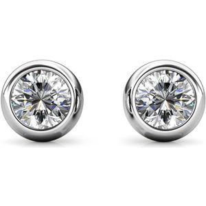 Sterling Zilver Oorknopjes met Ronde Geboortestenen - Zilver - April