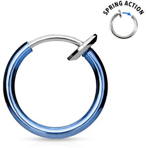 Multifunctionele titanium plated springveer clip-on piercing - blauw