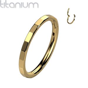 Gekleurde Titanium Segmentring met Rechthoeking Ring Afwerking - 10 mm - Goud