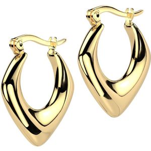 Diamant Gevormde Oorringen met Scharniersluiting - Goud