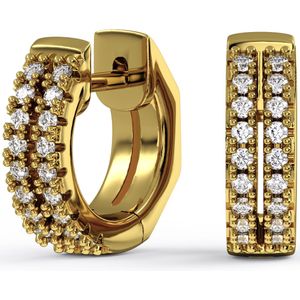 Luxe 18Kt. Gold Vermeil Oorbel Huggies met dubbele rij Prong Set Kristallen