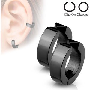 Set neppe clip-on oor ringen met plating - titanium plated - zwart