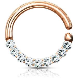 Gekleurde buigbare piercing ring met gekleurde kristallen - Rosé Goud