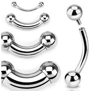 Intern geschroefde gebogen barbell met balletjes - 1.2 mm - 8 mm - 3 mm