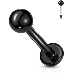 Gekleurde Threadless Labret Stud met Balletje – Zwart – 0.8 mm - 6 mm – 2 mm