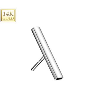 14kt. Gouden Threadless Top met Plat en Lang Staafje - Wit Goud