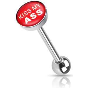 Tongpiercing met Pikante Tekst Logo's - Kiss My Ass