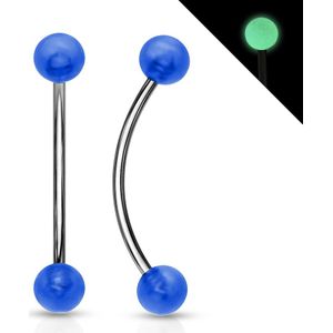 Multifunctionele gebogen barbell met glow in the dark bal – Blauw