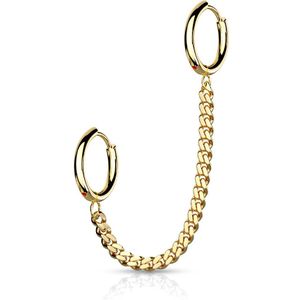 Piercing kraakbeen ketting met twee klik ringen - Goud