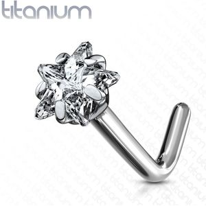 Basic massief titanium neus stud met ster vormig kristal – 1.0 mm – 3 mm