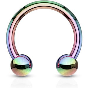 Gekleurde titanium plated circular barbell - 2.4 mm - 12 mm - 6 mm - regenboog