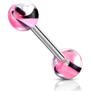 Barbells met twister kleuren - zwart / roze