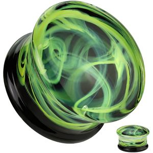 Glazen Double-Flared Plug met Groen Geel Rook Patroon - 10 mm